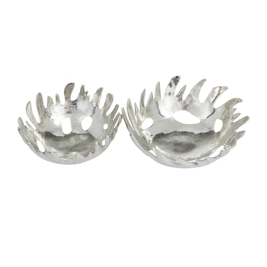 Silver Aluminum Contemporary Decorative Bowl 6",5"